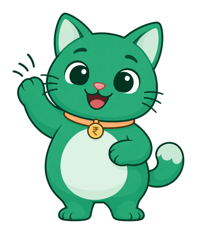 Billi the green cat, waving